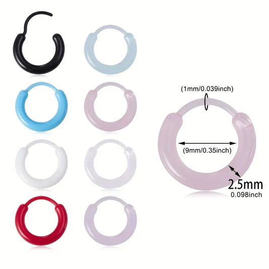 $5 Low - (2) pcs Resin Septum Nose Rings | Fashionable Ear Piercing Jewelry in Assorted Colors