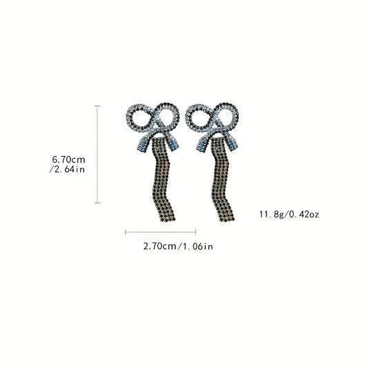$5 and Low - Bowknot Tassels Earrings Bridal Drop Earrings For Wedding