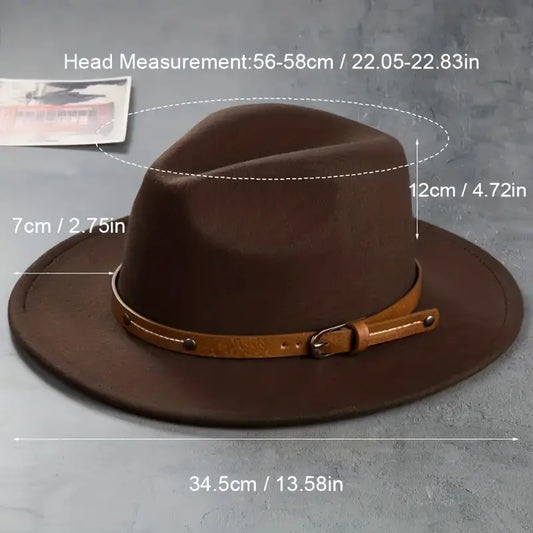 $5 and Low - Unisex Fashion British Vintage Wool Leather Belt Top Hat
