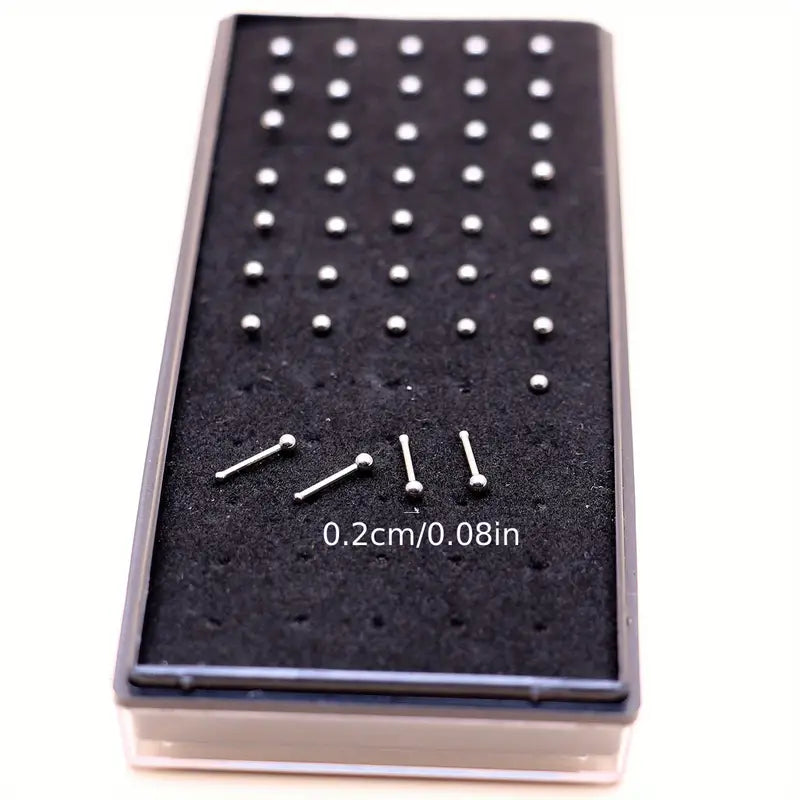 $5 and Low - Small Bead Stainless Steel Nose Stud Ring For Unisex