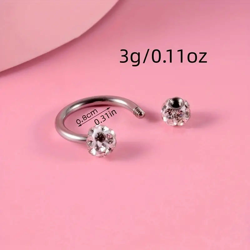 $5 and Low - Female Horseshoe C-shaped Double Head Zircon Nose Ring