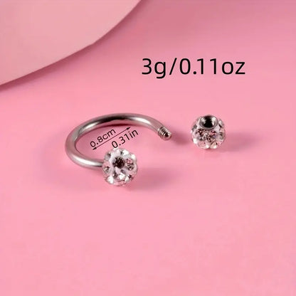 $5 and Low - Female Horseshoe C-shaped Double Head Zircon Nose Ring