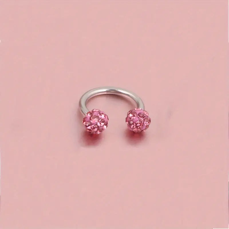 $5 and Low - Female Horseshoe C-shaped Double Head Zircon Nose Ring