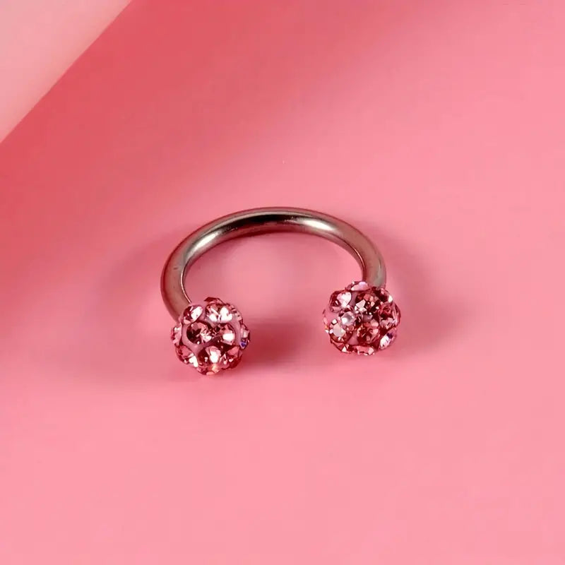$5 and Low - Female Horseshoe C-shaped Double Head Zircon Nose Ring