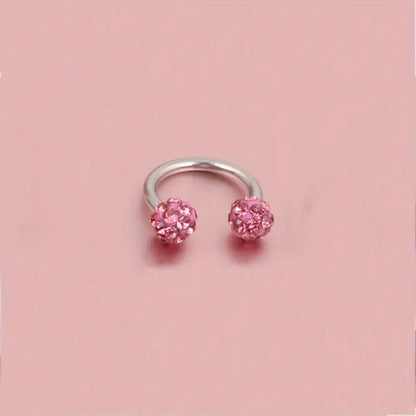 $5 and Low - Female Horseshoe C-shaped Double Head Zircon Nose Ring