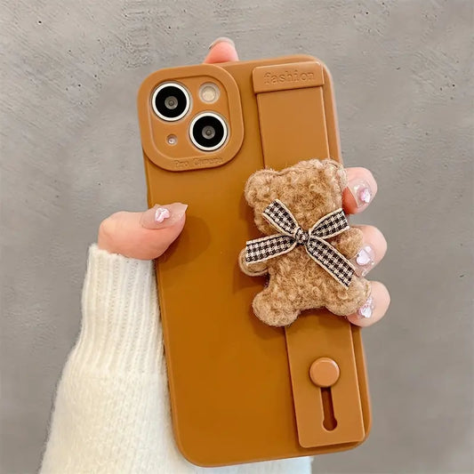 $5 and Low - Cute Plush Bear Wrist Soft Phone Case Cute Silicone Cover For iPhone