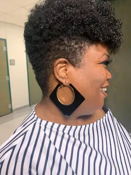 $5  and Low - Black Rhombus Shape Hollow Round Pattern Dangle Earrings