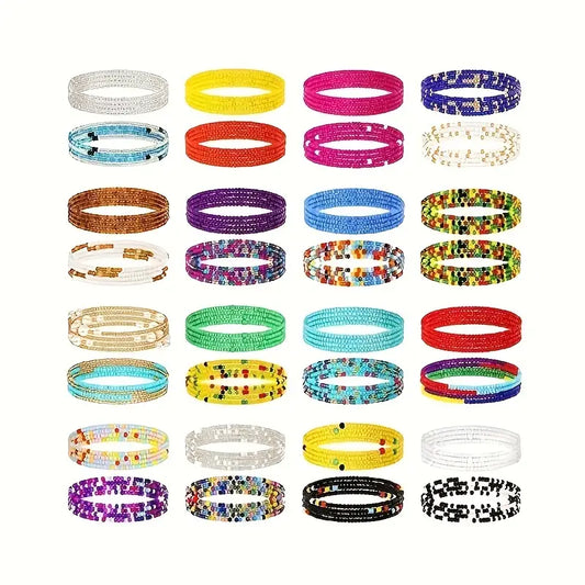 $5 and Low - Boho Beaded Waist Chain Multicolored Elastic Belly Chain - 10/20pcs