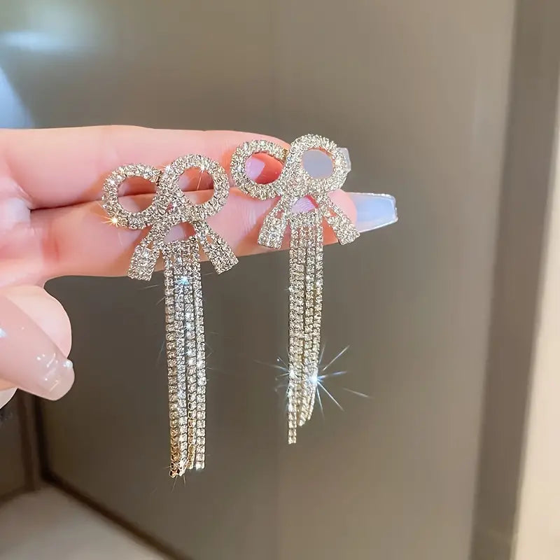 $5 and Low - Bowknot Tassels Earrings Bridal Drop Earrings For Wedding