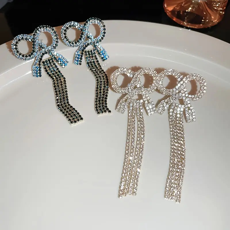 $5 and Low - Bowknot Tassels Earrings Bridal Drop Earrings For Wedding