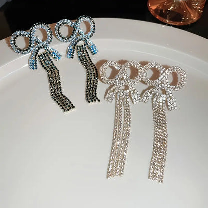 $5 and Low - Bowknot Tassels Earrings Bridal Drop Earrings For Wedding