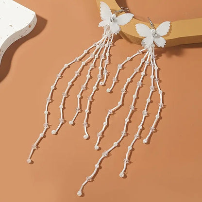 $5 and Low - Long Tassel Butterfly Drop Earrings