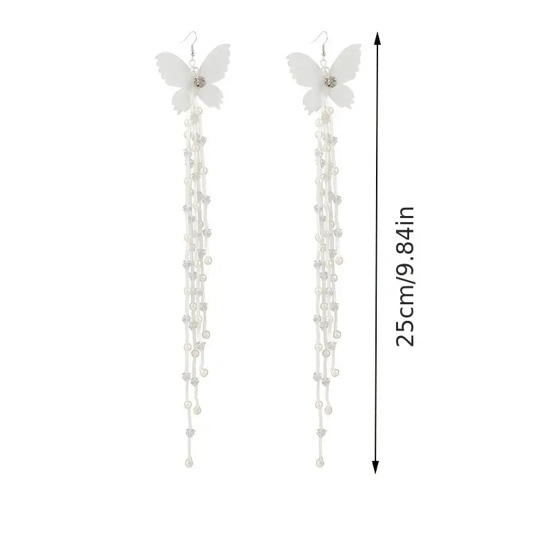 $5 and Low - Long Tassel Butterfly Drop Earrings