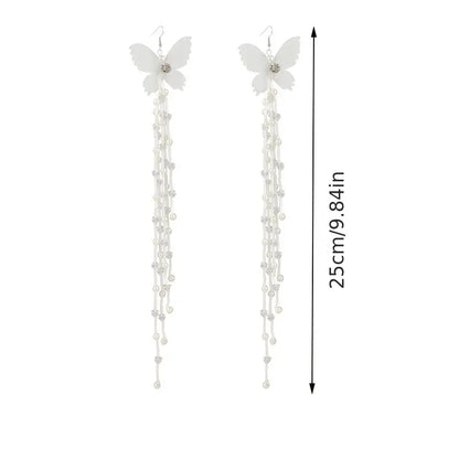 $5 and Low - Long Tassel Butterfly Drop Earrings