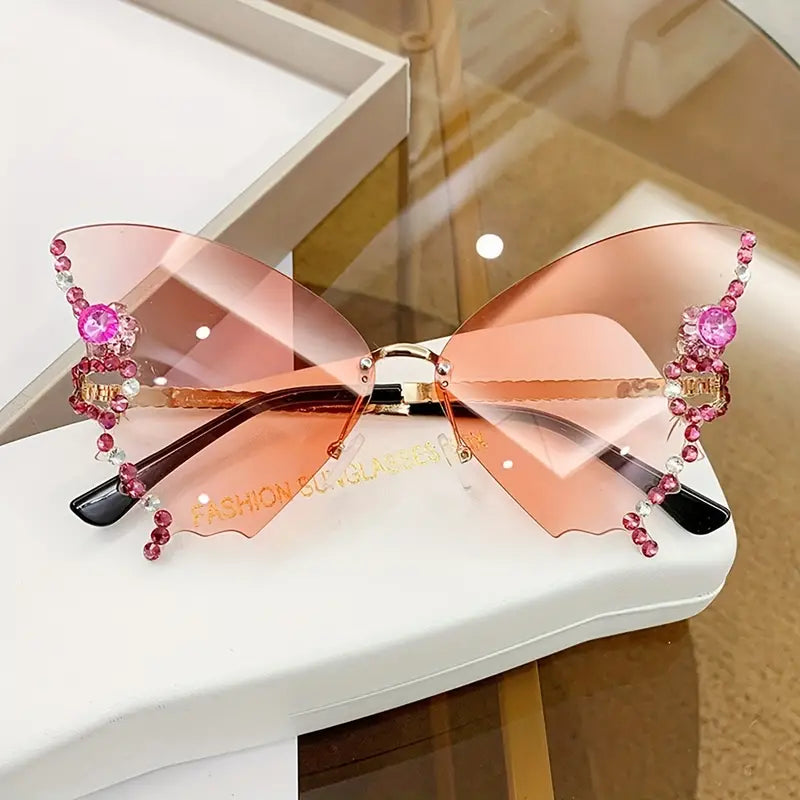 $5 and Low - Rhinestone Sunglasses for Women and Men - Fashionable Butterfly Shape