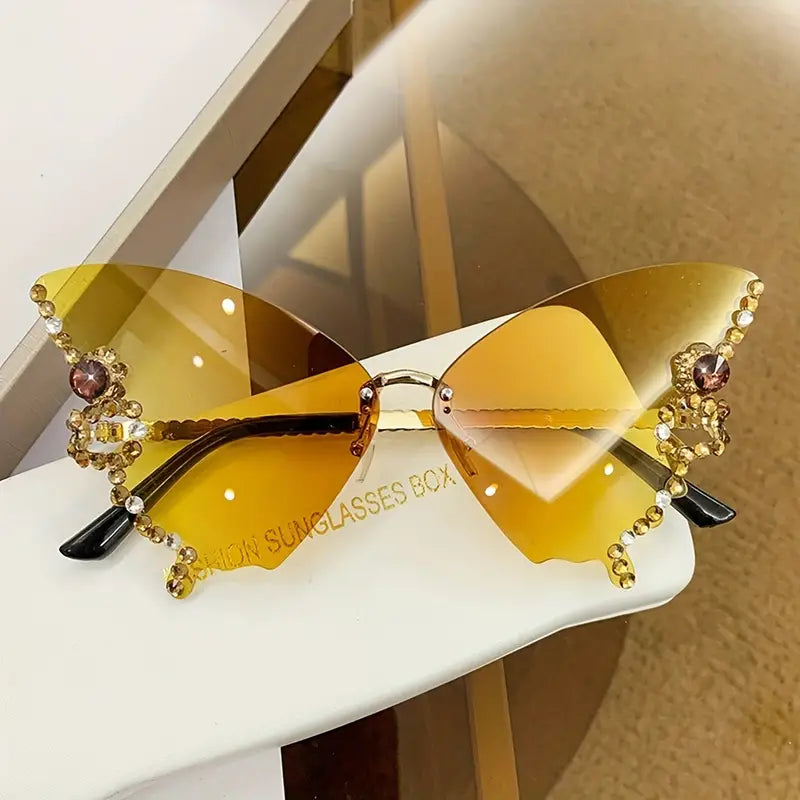 $5 and Low - Rhinestone Sunglasses for Women and Men - Fashionable Butterfly Shape