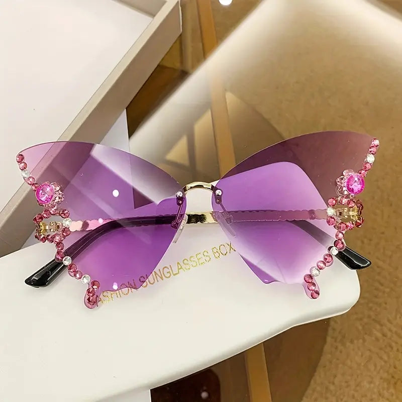$5 and Low - Rhinestone Sunglasses for Women and Men - Fashionable Butterfly Shape