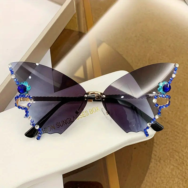 $5 and Low - Rhinestone Sunglasses for Women and Men - Fashionable Butterfly Shape