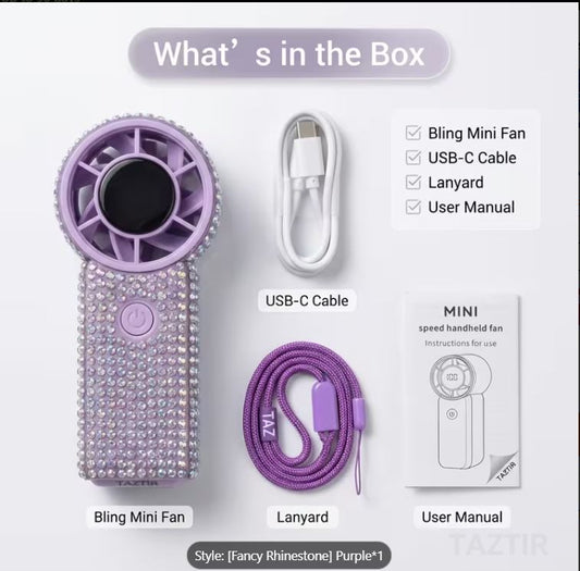 $5 and Low Bling Bling Mini Handheld Fans Outside Travel Mini