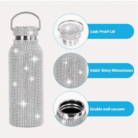 $5 and Low Jewelry and Accessories - Shiny Diamond Cup Double-Layer Stainless Steel Vacuum Cup Cup, Suitable for Coffee, Tea, Juice, Water
