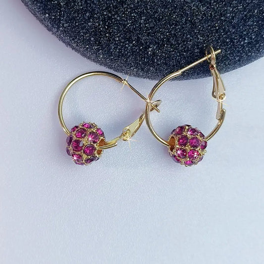 $5 and Low - Fashion Exquisite Colorful Cubic Zirconia Décor Spherical Dangle Earring Girl's - 1pair