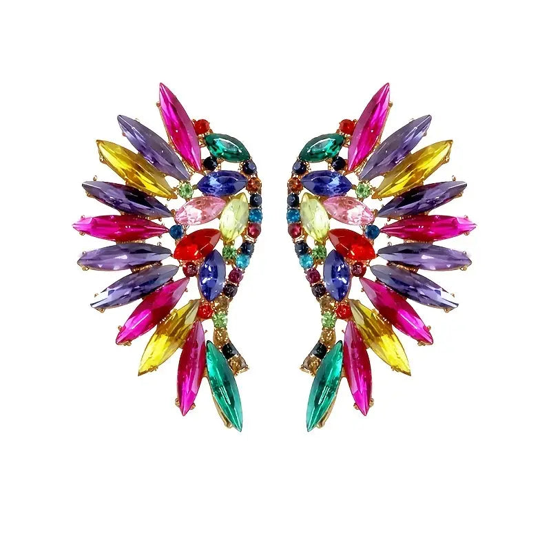 $5 and Low - Full Colorful Shiny Rhinestone Decor Dangle Earrings