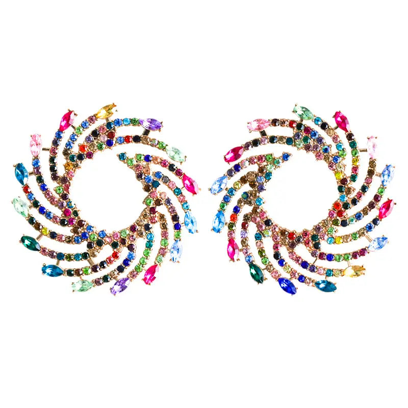 $5 and Low - Full Colorful Shiny Rhinestone Decor Dangle Earrings