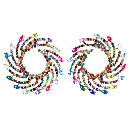 $5 and Low - Full Colorful Shiny Rhinestone Decor Dangle Earrings