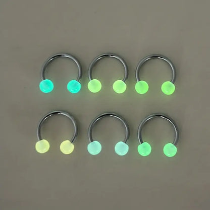 $5 and Low -  6Pcs 16G Glowing Horseshoe Nose Septum Stainless Steel