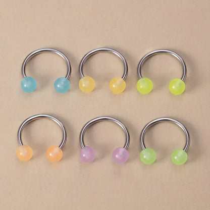 $5 and Low -  6Pcs 16G Glowing Horseshoe Nose Septum Stainless Steel