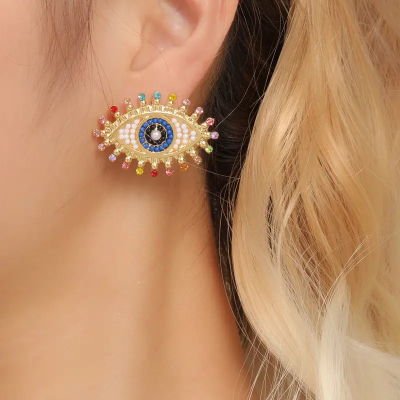 $5 and Low - Ladies Jewelry Evil Eye Stud Earrings