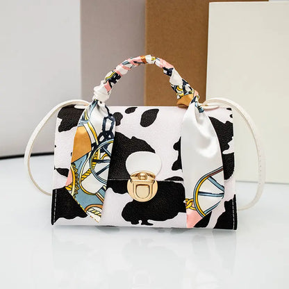$5 and Low - Geometric Pattern Handbag, Scarf Decor Crossbody Bag