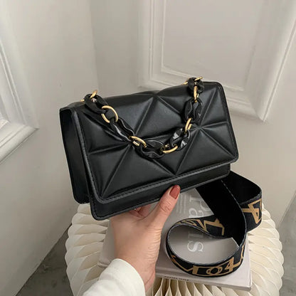 $5 and Low - Geometric Pattern Handbag, Scarf Decor Crossbody Bag