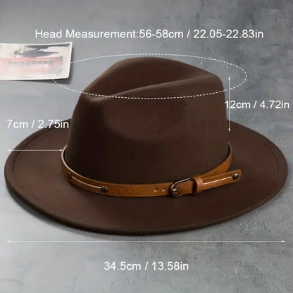 $5 and Low - Unisex Fashion British Vintage Wool Leather Belt Top Hat