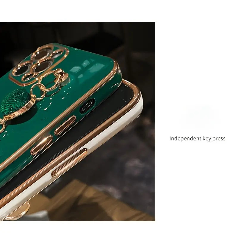$5  and Low - Luxury Plating Heart Metal Bracelet Phone Chain Case