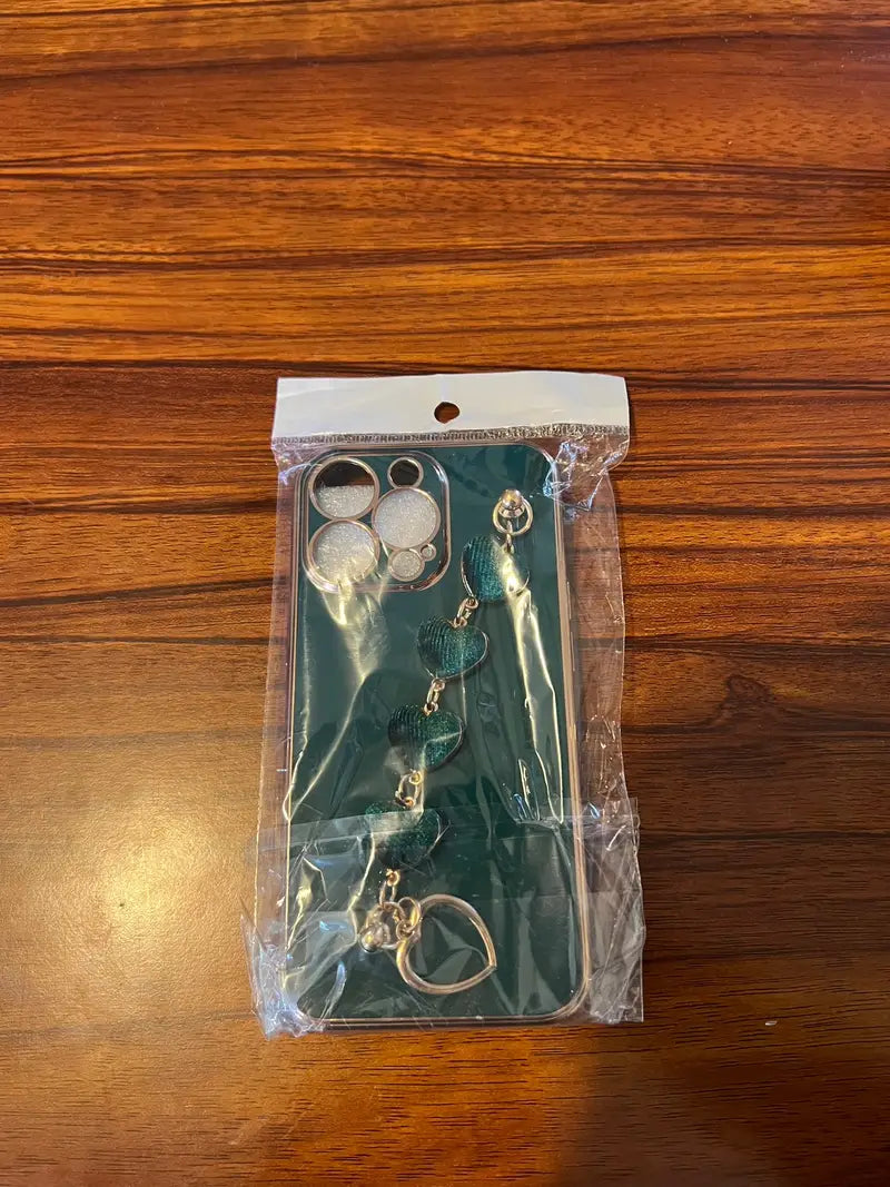 $5  and Low - Luxury Plating Heart Metal Bracelet Phone Chain Case