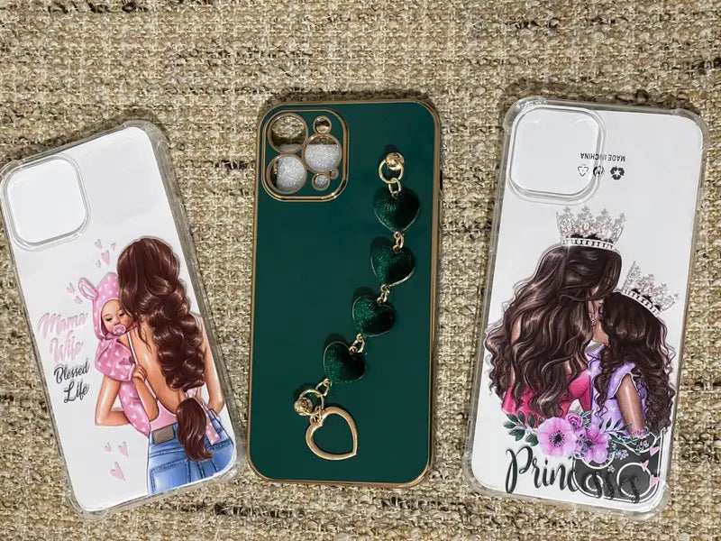 $5  and Low - Luxury Plating Heart Metal Bracelet Phone Chain Case