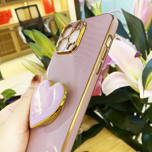 $5  and Low - Heart Shape Stand Phone Case For Apple iPhone