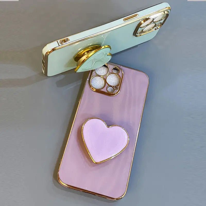 $5  and Low - Heart Shape Stand Phone Case For Apple iPhone