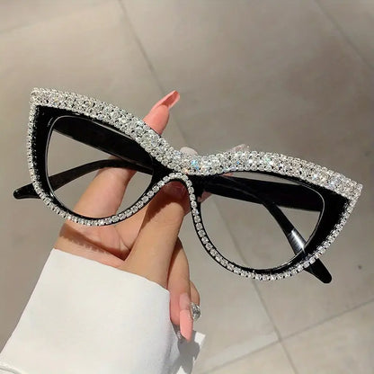 $5 and Low - BLING IT ON!! Cat Eye Clear Lens Glasses For Women Men