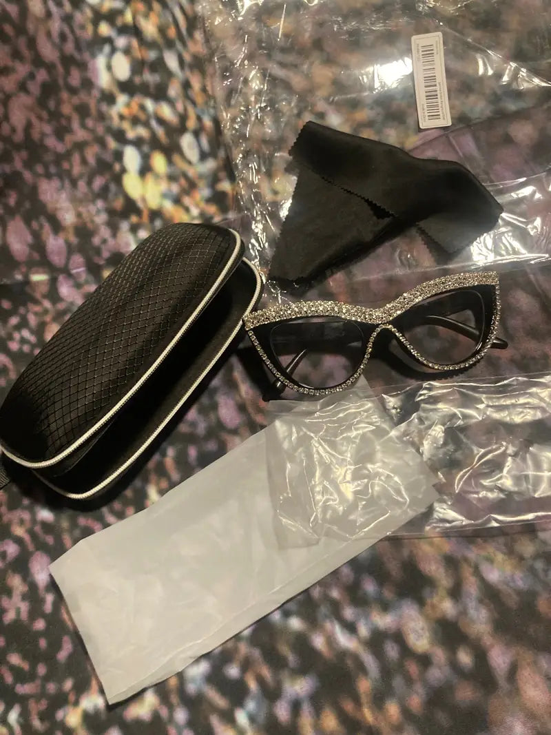 $5 and Low - BLING IT ON!! Cat Eye Clear Lens Glasses For Women Men