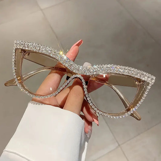 $5 and Low - BLING IT ON!! Cat Eye Clear Lens Glasses For Women Men