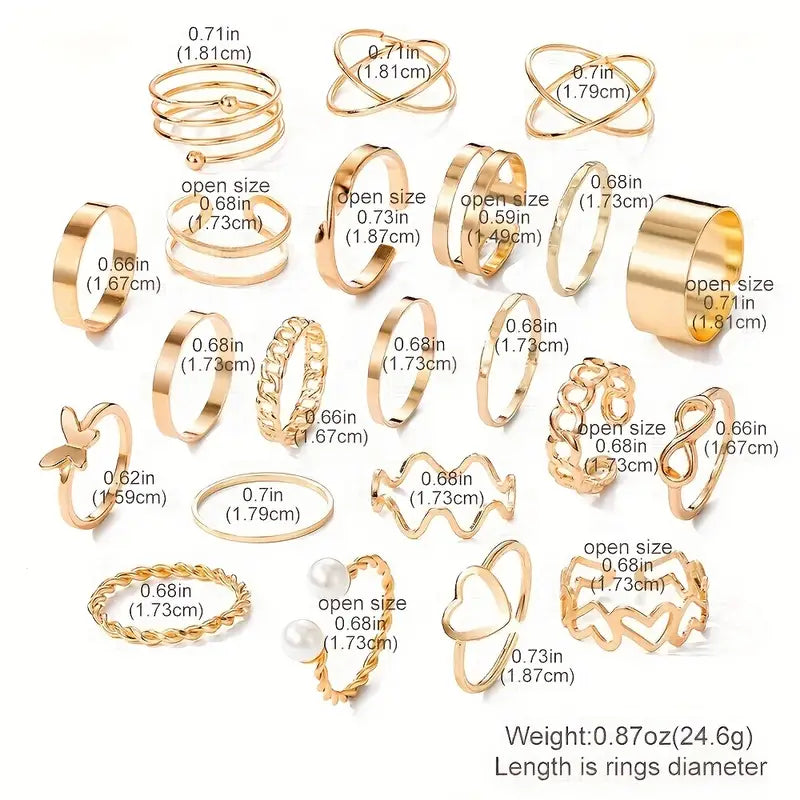 $5 and Low - Personality Exaggerated Golden Silverjew Love Pattern Rings