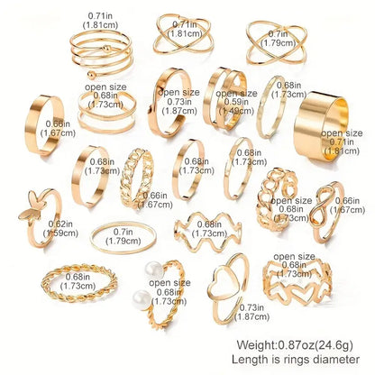$5 and Low - Personality Exaggerated Golden Silverjew Love Pattern Rings
